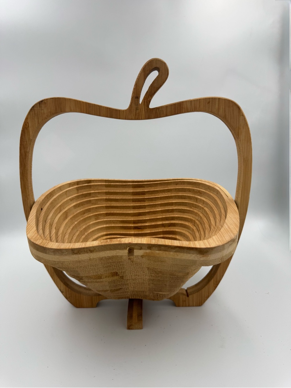 Bonnie & Pop Apple Collapsible Bamboo Fruit Basket Folding Trivet Bowl Decor
